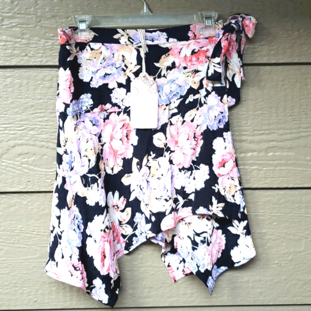 BAND OF GYPSIES Sydney Faux Wrap Mini Skirt